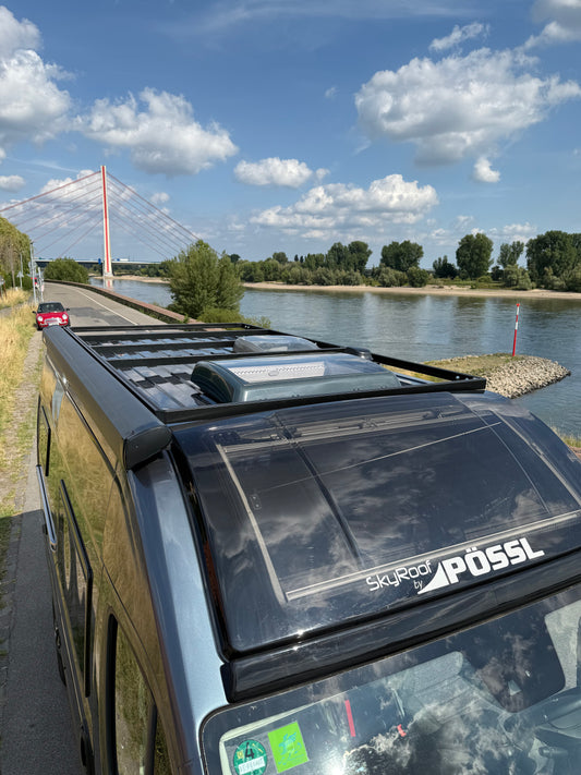 MyDachtraeger Dachträger für Ducato Jumper Boxer mit vorhandener Thule Omnistor Markise. Verstellbar individuell günstig und robust
