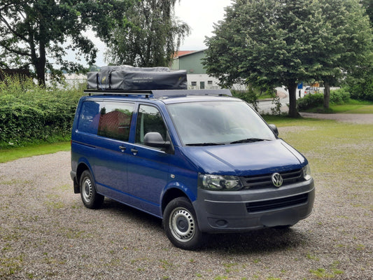 Mydachtraeger Dachträger mit Spoiler vw bus T5 T6 mit Spoiler und Dachzelt blau 